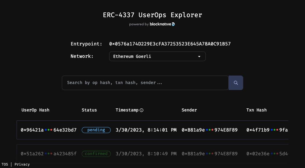 Blocknative 4337 UserOps Explorer